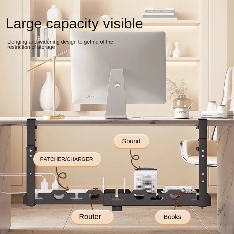 Telescopic Under Table Storage Rack Metal Cable