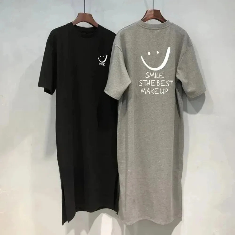 Women's Summer Loose T - shirt Dress Mid