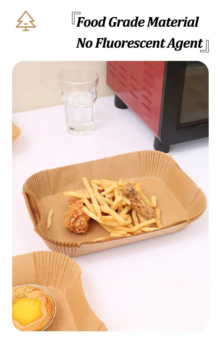 Papier jetable pour friteuse à air chaud, tapis de cuisson antiadhésif, résistant à l'huile, pour micro-ondes et barbecue, doublure en papier sulfurisé, accessoires.