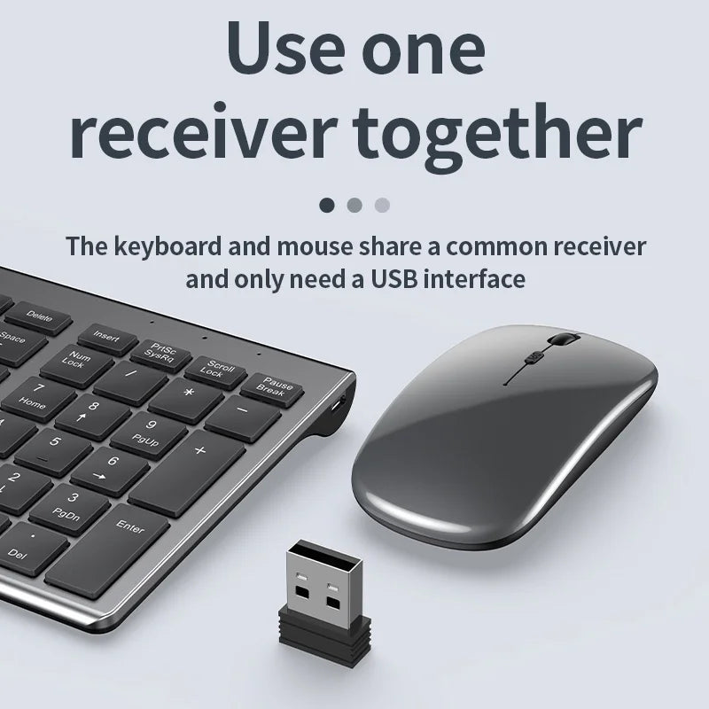Slim Rechargeable Bluetooth Keyboard and Mouse Set for