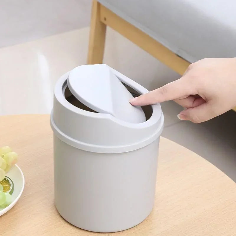 Mini Desktop Bin Small Trash Can Tube with Cover