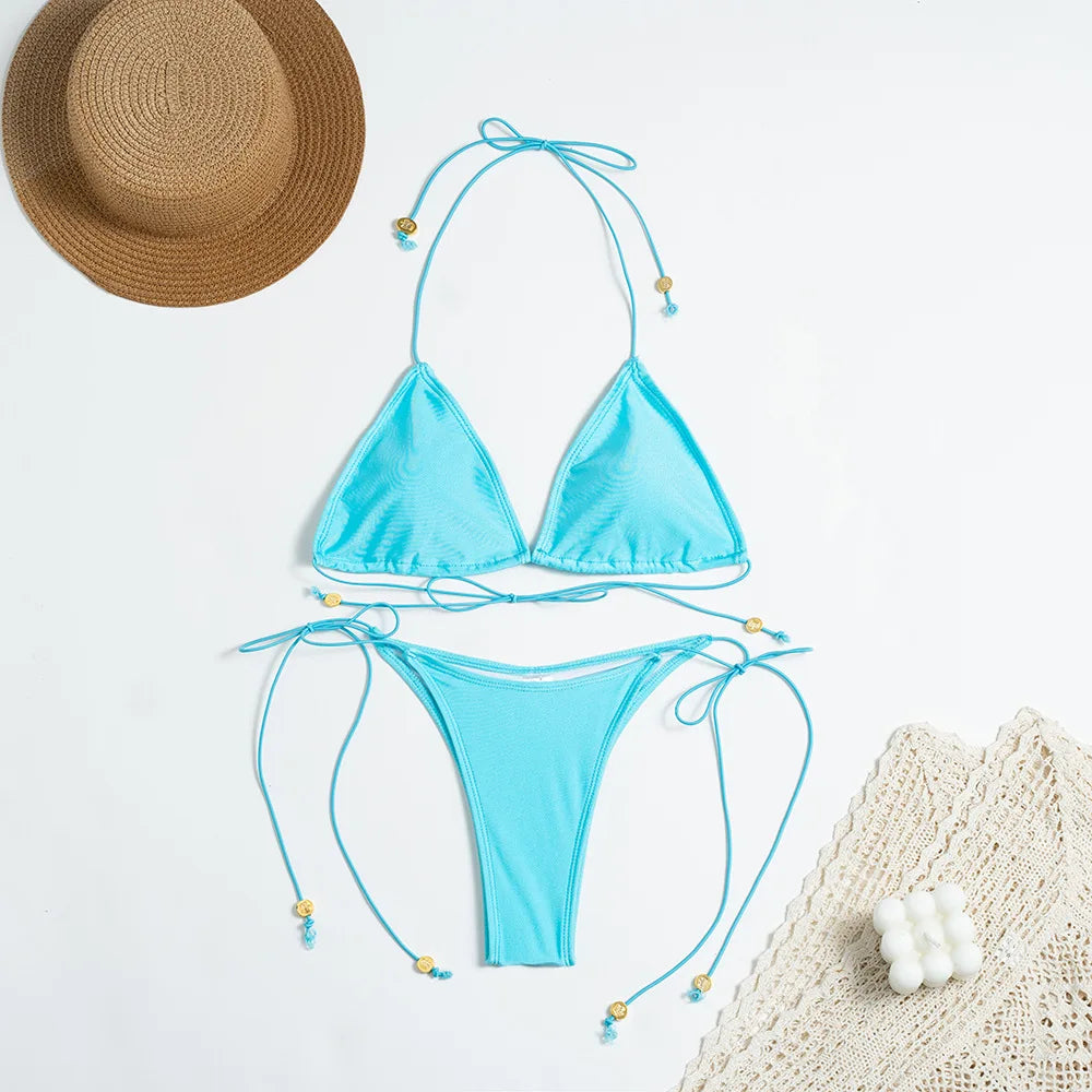 New Sexy Bikini Women Print Bikini Set Halter