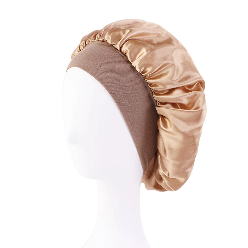 New Satin Wide Brim Nightcap Silky Bonnet Hair