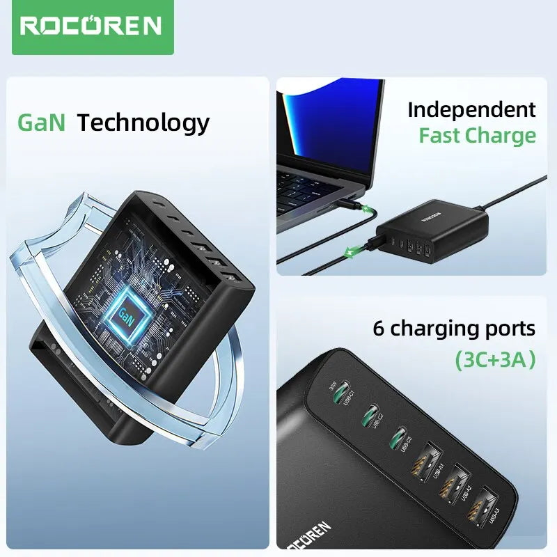 Rocoren 100W 6 - Port USB - C Desktop Charger
