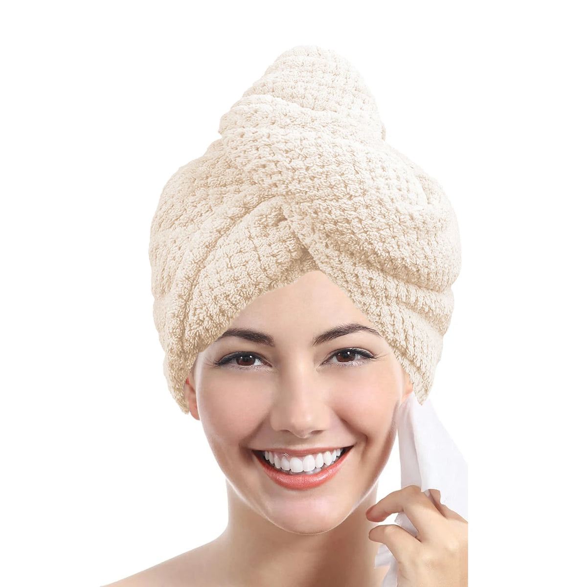 Solid Color Hair Towel Textured Dry Hair Cap 9.8'