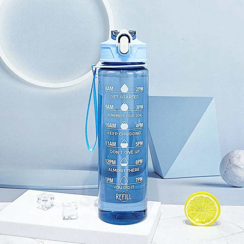 Sports Water Bottle with Time - Tracking Straw Leak