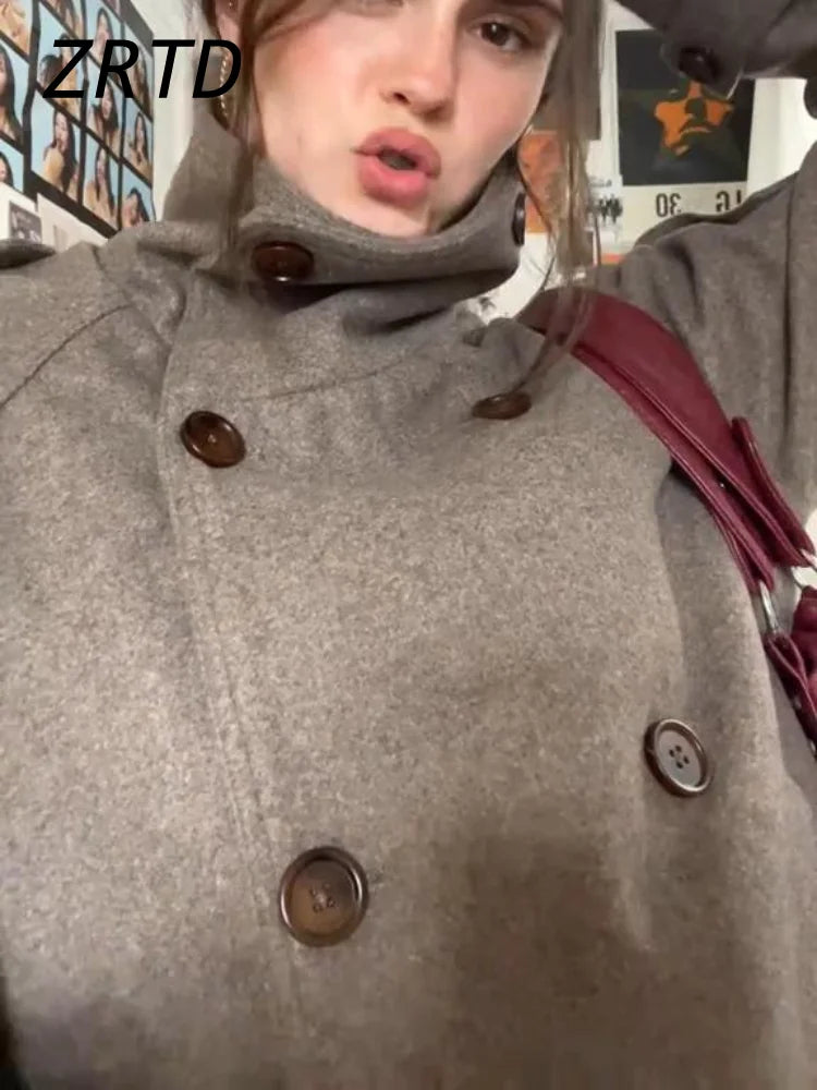 Women's Double Breasted Wool Short Coat