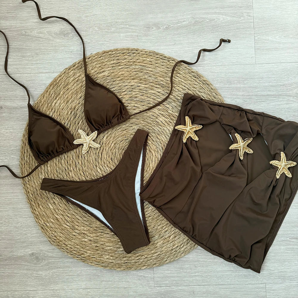 Sexy Starfish 3 Pieces Bikinis Swimsuit For Women