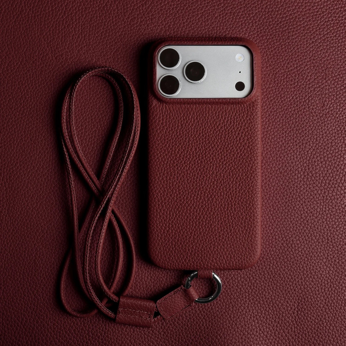 Genuine Leather Crossbody iPhone Case with Lanyard