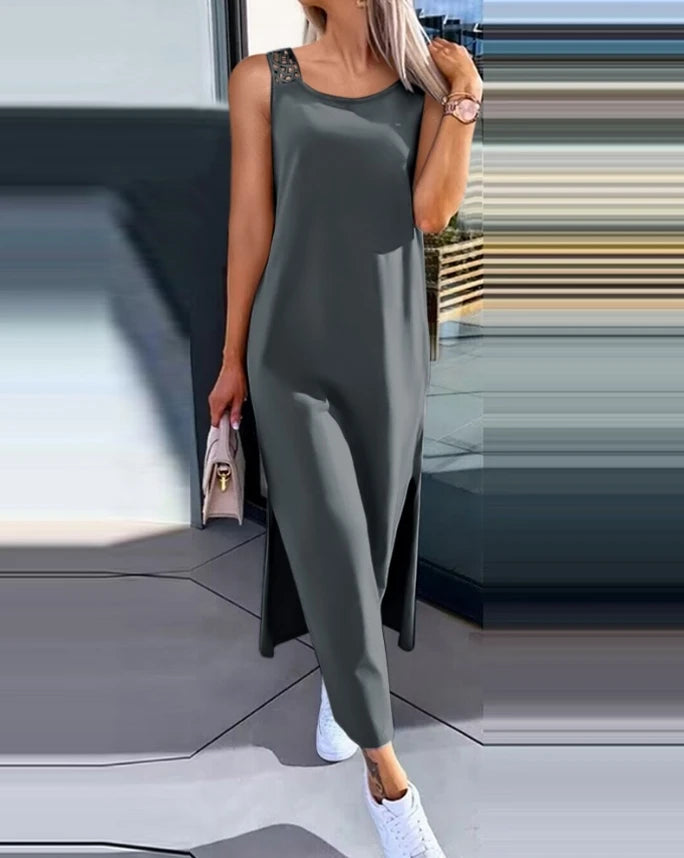 Womens Dresses 2024 Summer Fashion Slit Hollow