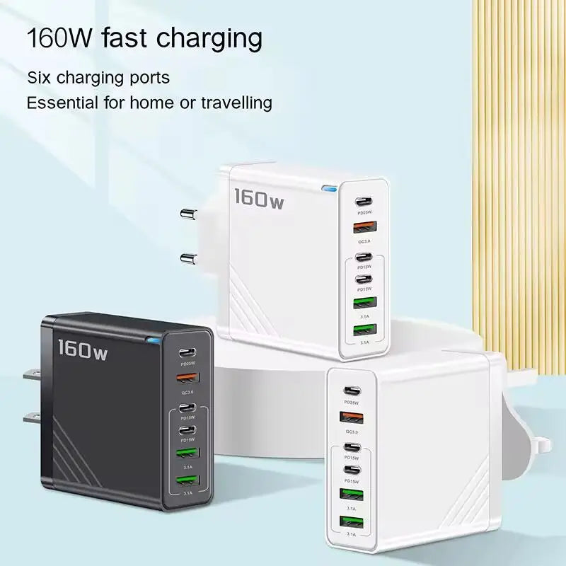 160W Multi - Port USB - C Fast Charger Adapter