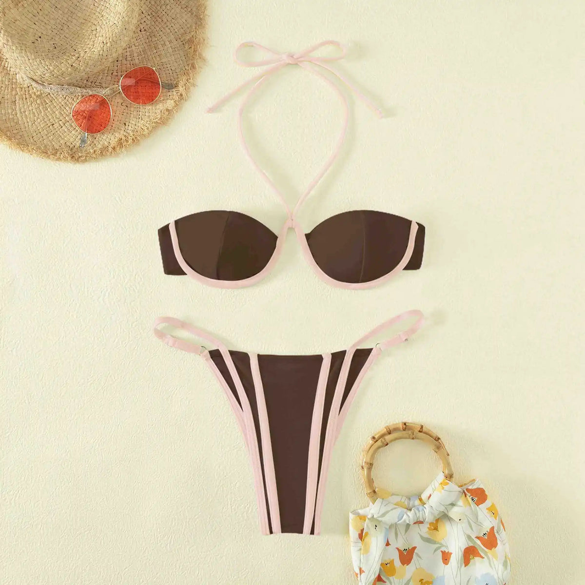 New Sexy Bikini Women Print Bikini Set Halter