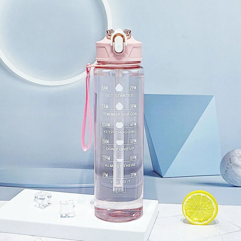 Sports Water Bottle with Time - Tracking Straw Leak