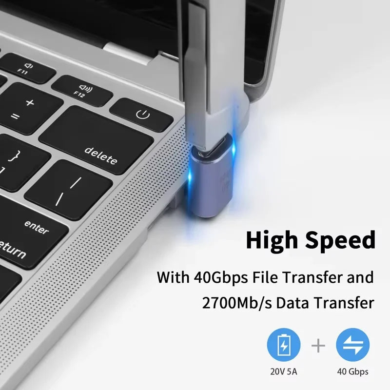 Adaptateur USB4.0 40 Gbit/s OTG Type C coudé à 90 degrés 100W