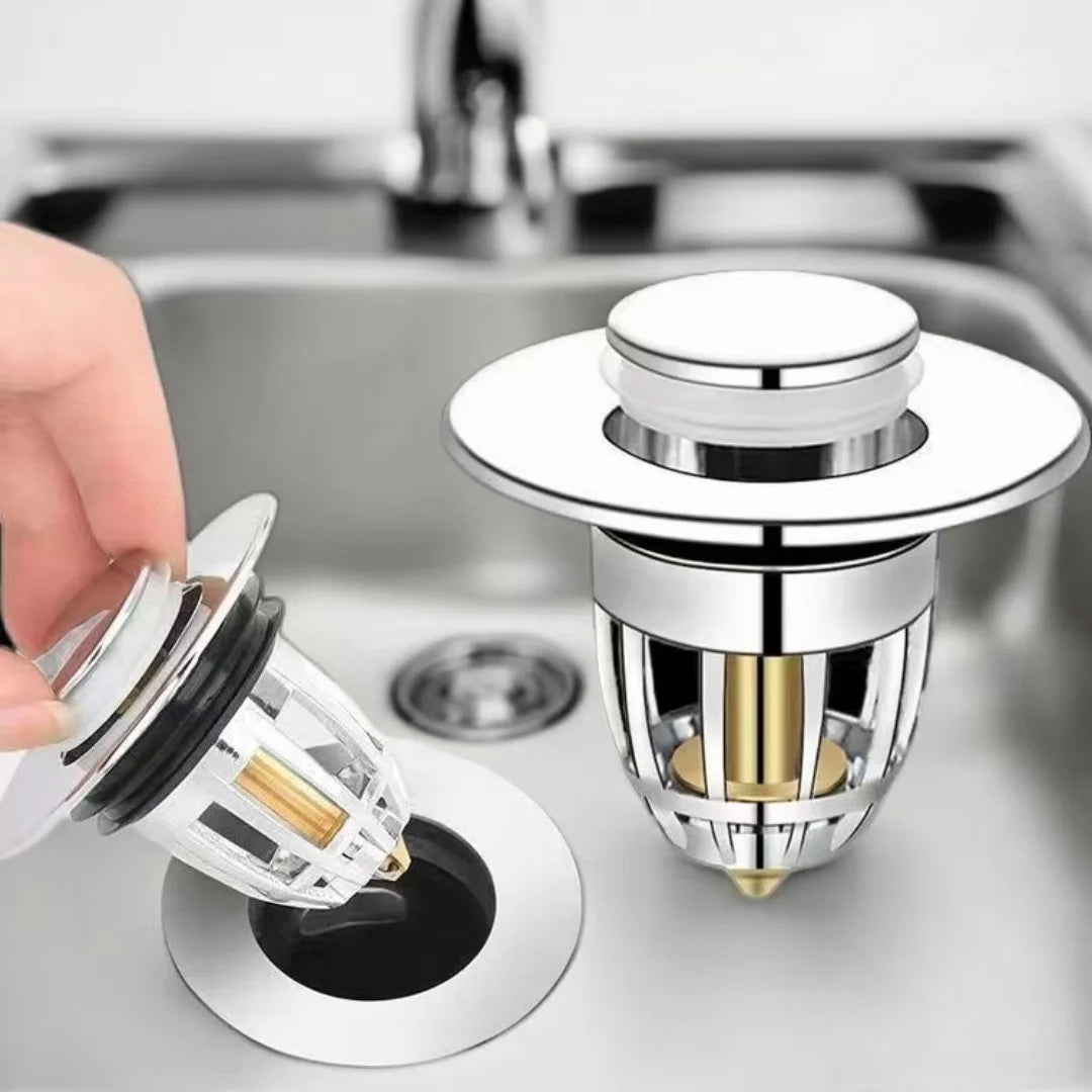 Universal Rebound Drain Plug Filter Basin Pop - up
