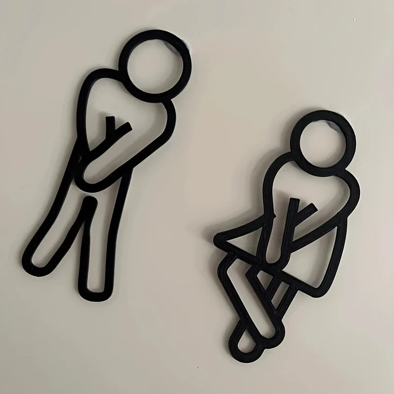 Funny Bathroom Signs for Men Women Creative 2D