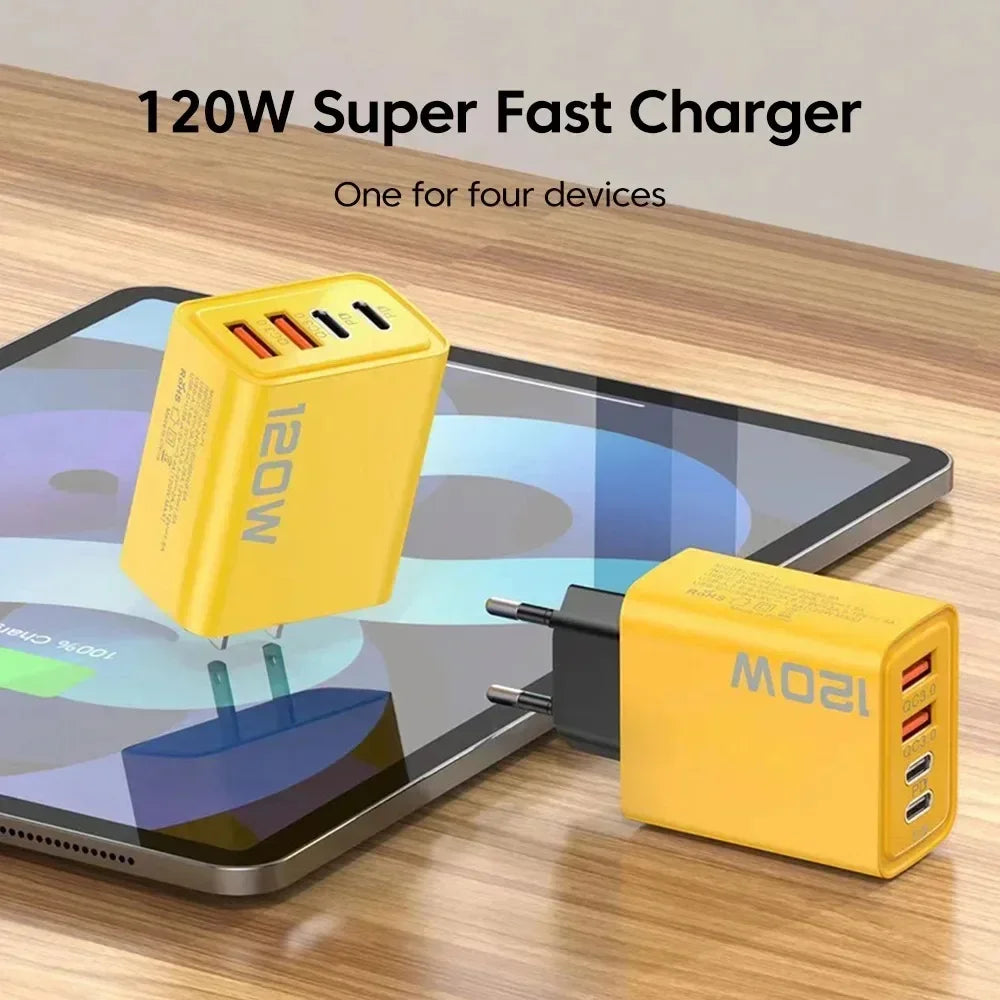 120W 4 - Port USB - C Fast Charger Wall Adapter