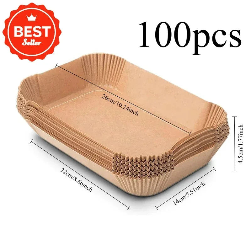 Papier jetable pour friteuse à air chaud, tapis de cuisson antiadhésif, résistant à l'huile, pour micro-ondes et barbecue, doublure en papier sulfurisé, accessoires.