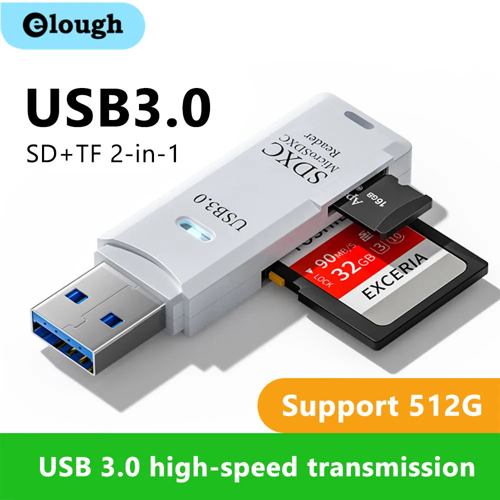 Lecteur de cartes 2-en-1 USB 3.0 Micro TF SD