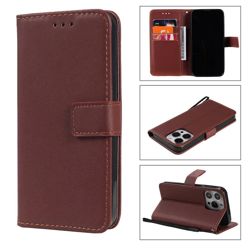 Wallet Flip Leather Case For iPhone 16 15 13 14