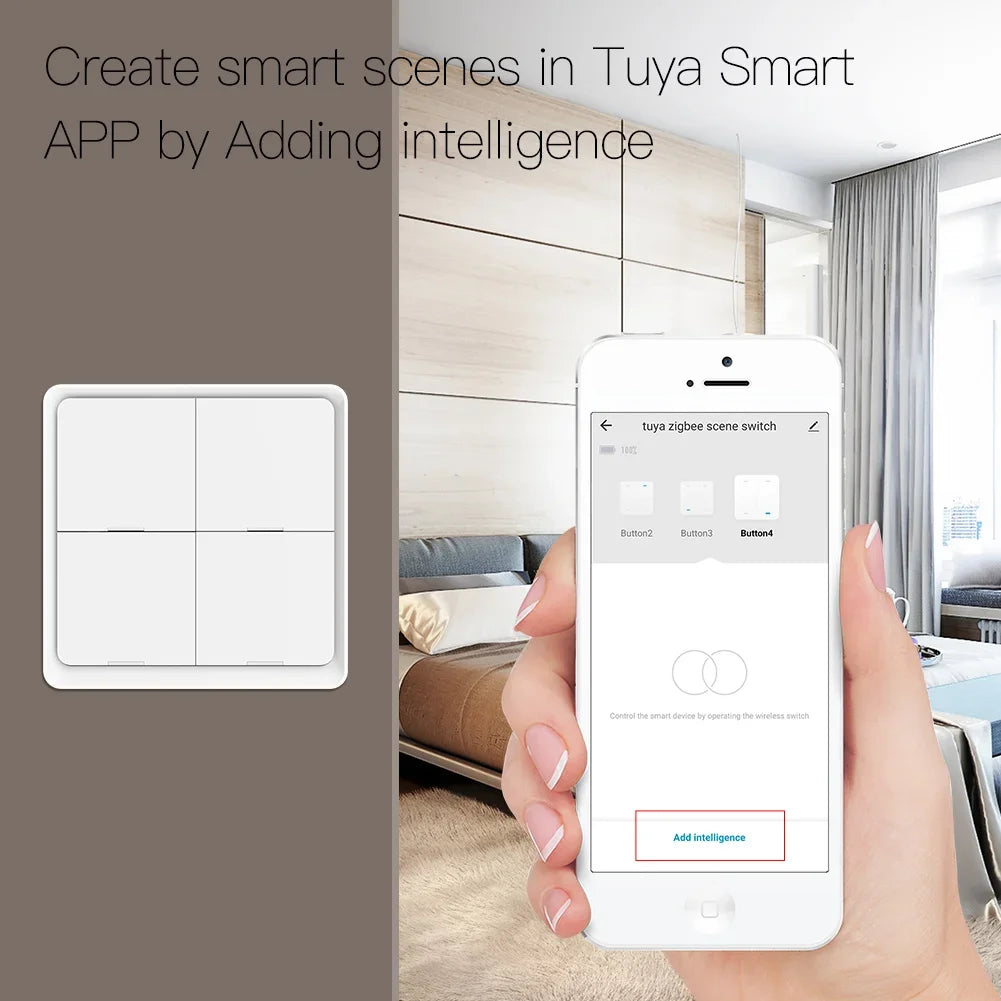 MOES 4 Gang Tuya ZigBee Wireless Scene Switch