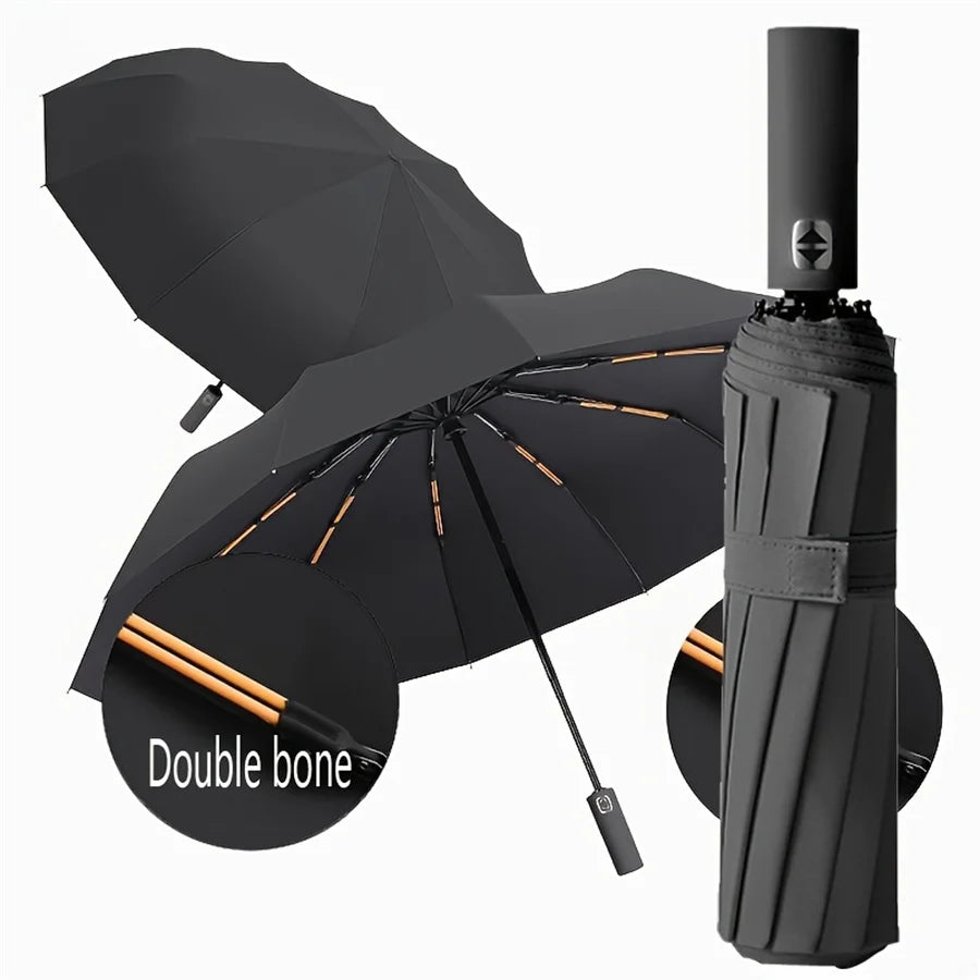 12 Bone Black Glue Fully Automatic Umbrella