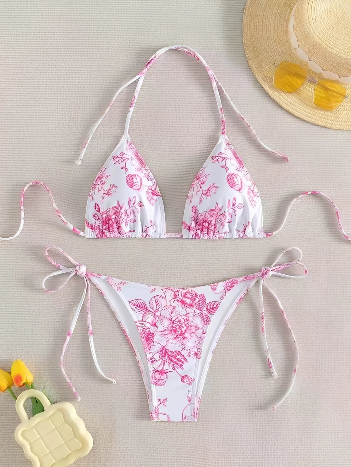 Halter Triangle Bikinis Printed Swimsuit Women