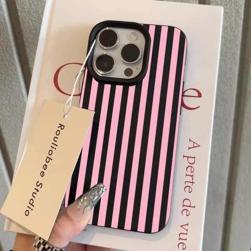 Colorful Striped Minimalist INS Couple Phone Case