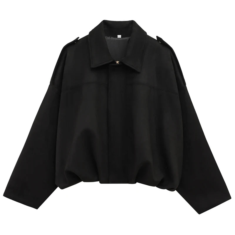 HXAO Women's Bomber Jacket Lapel Long Sleeve Zipper