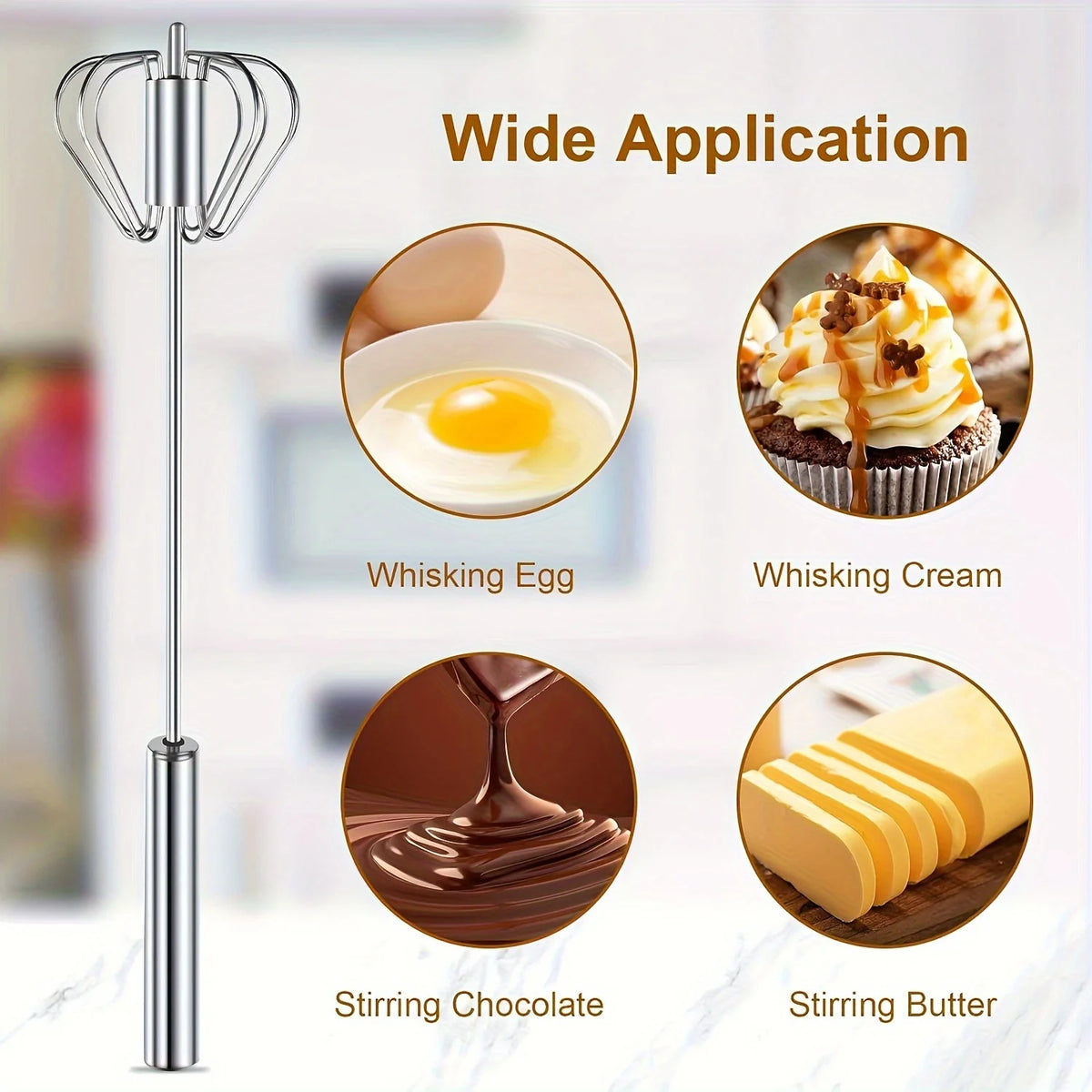 Stainless Steel Egg Beater Durable Semi - Automatic