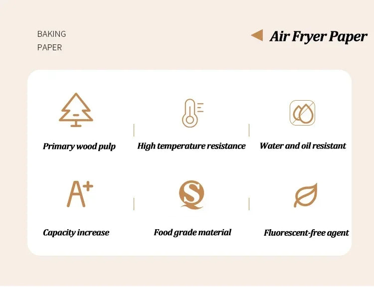 Papier jetable pour friteuse à air chaud, tapis de cuisson antiadhésif, résistant à l'huile, pour micro-ondes et barbecue, doublure en papier sulfurisé, accessoires.