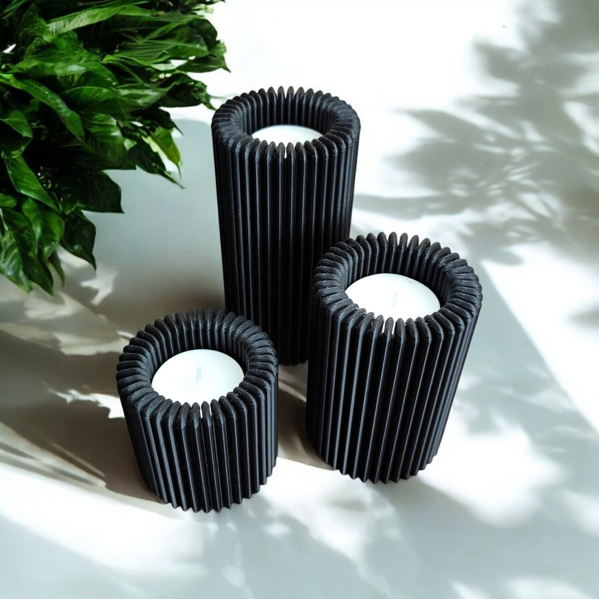 Ribbed Tealight Holder Set - 3D Printed | Eco