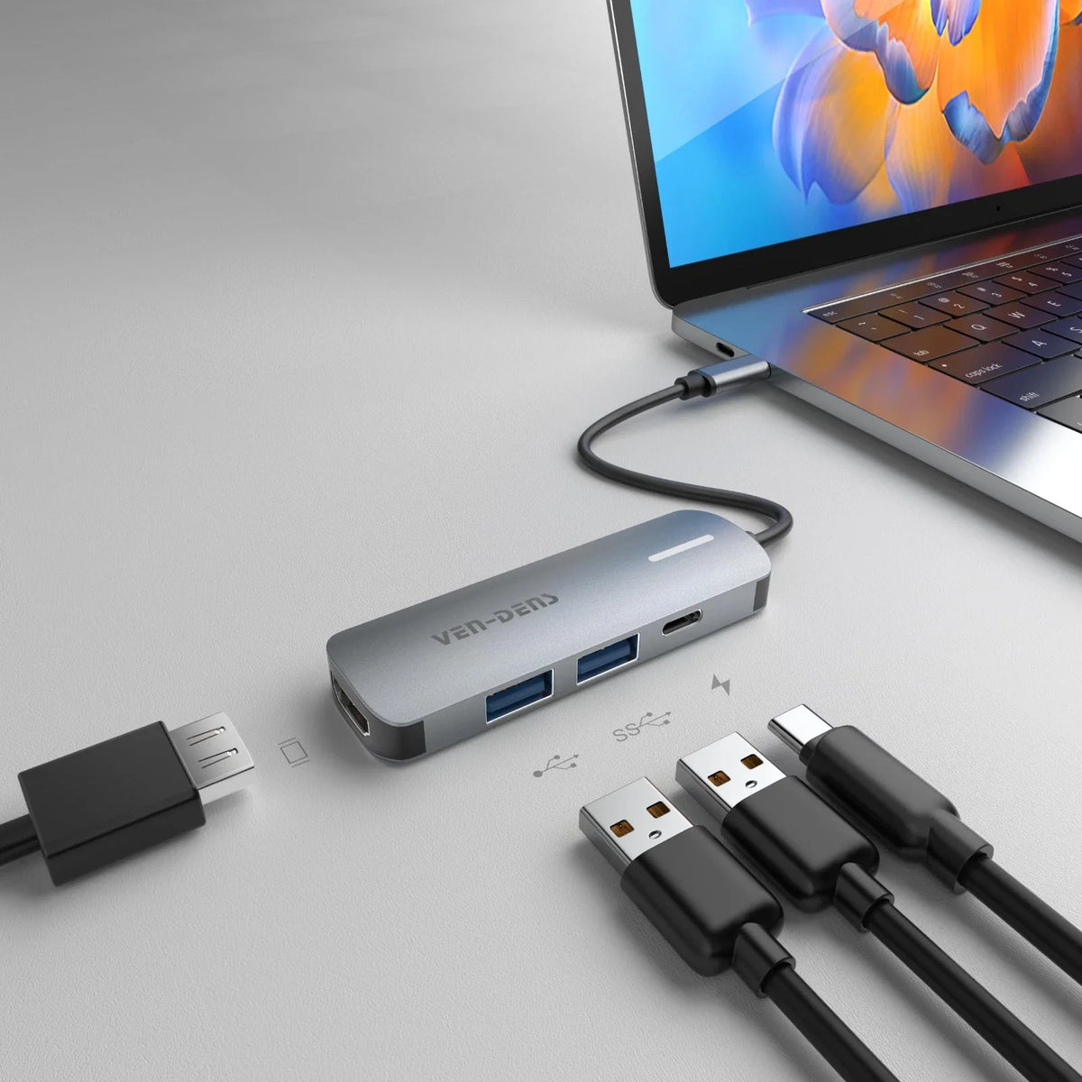 USB C 4 in 1 Hub Multifunction Adaptor with USB 2.0