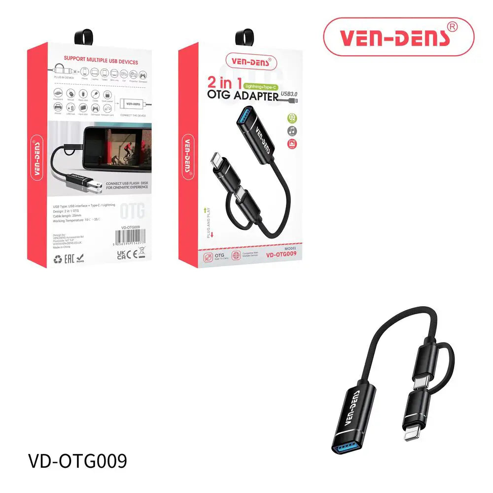 2 in 1 OTG Adapter for iPhone and Android
