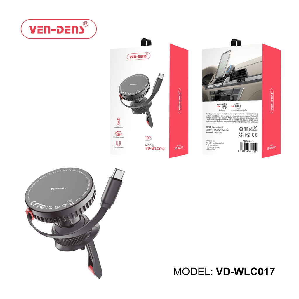 360 Rotation Magnetic Wireless Car Charger With Type