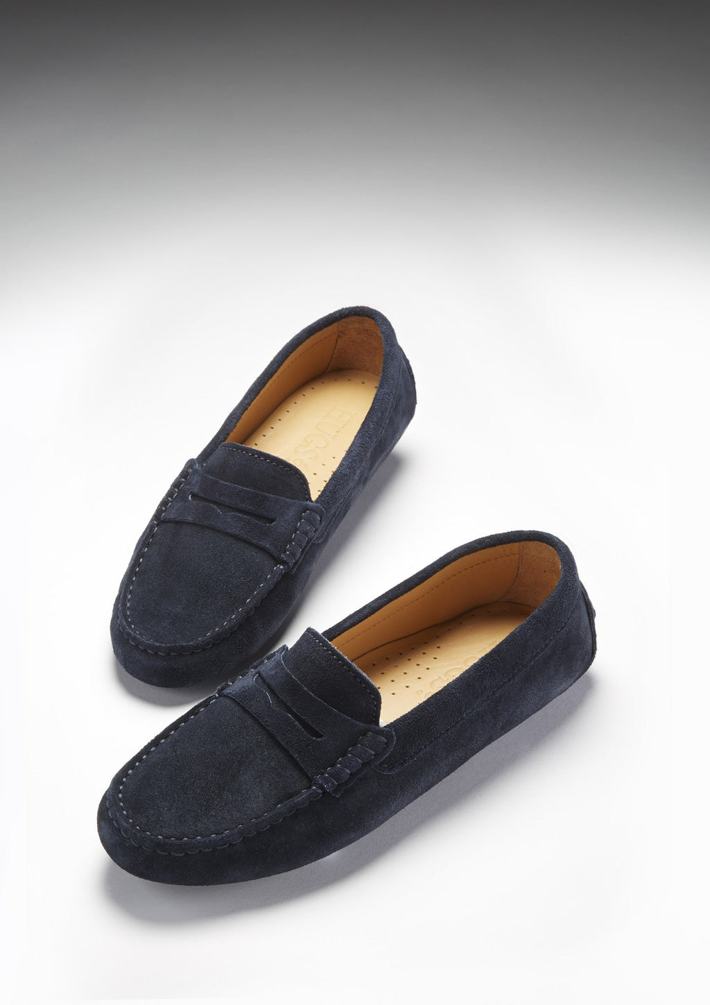 Mocassins Penny de conduite pour femme, en daim bleu marine