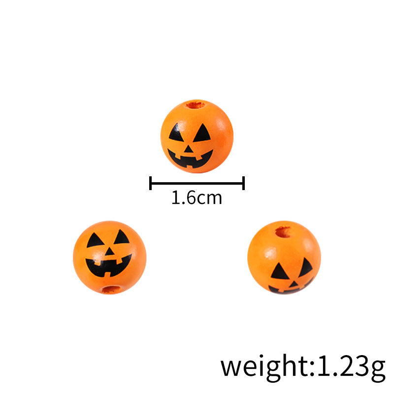 Halloween 16mm Straight Hole Pumpkin Ghost Bulk Wooden