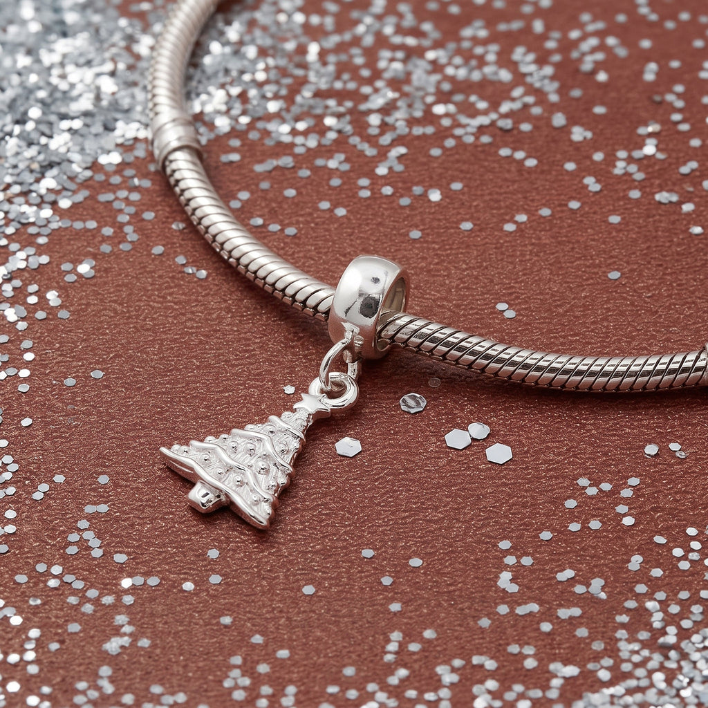 Christmas Tree Personalised Silver Charm