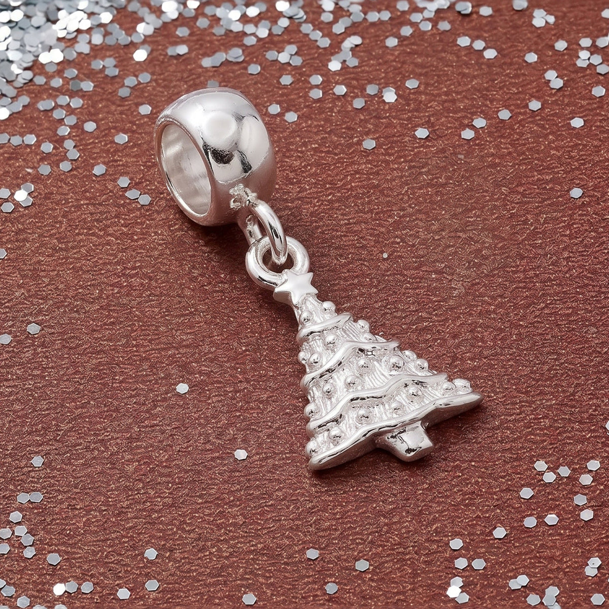 Christmas Tree Personalised Silver Charm