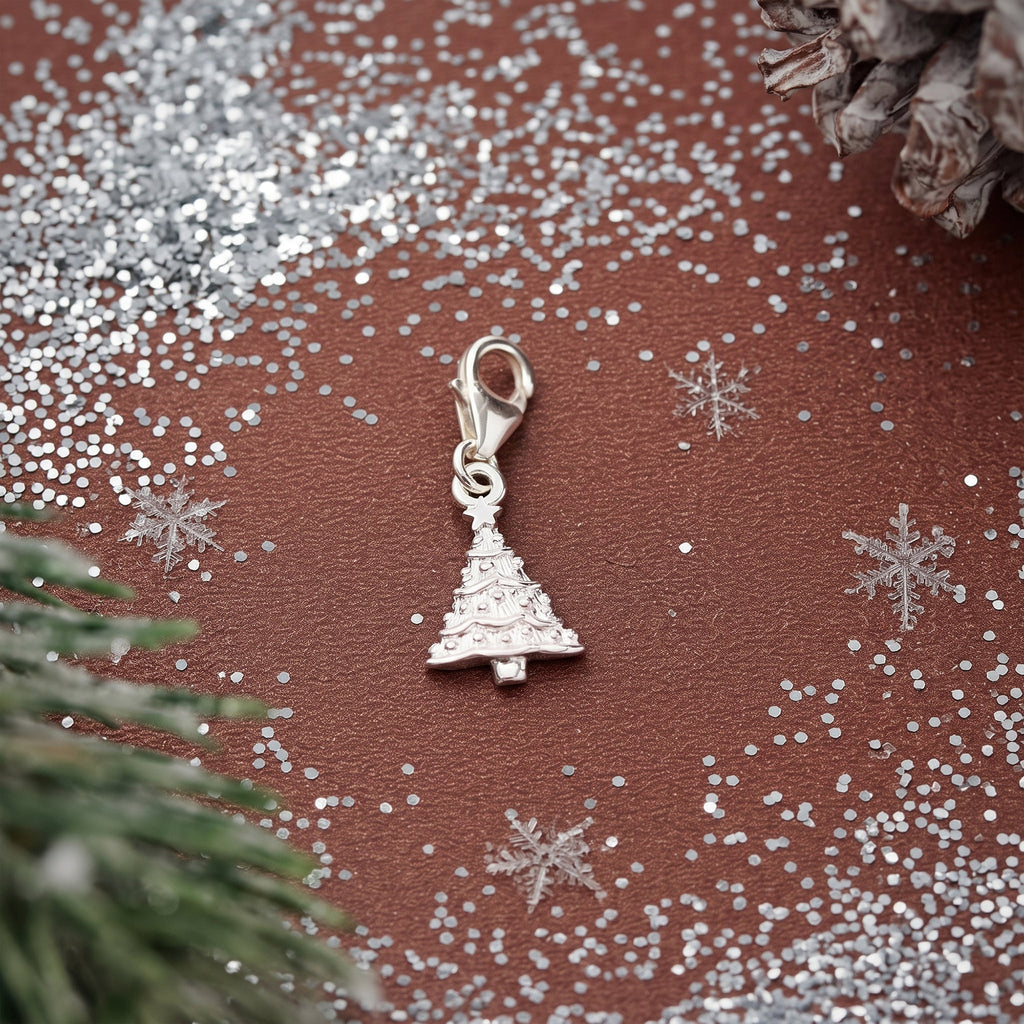 Christmas Tree Personalised Silver Charm
