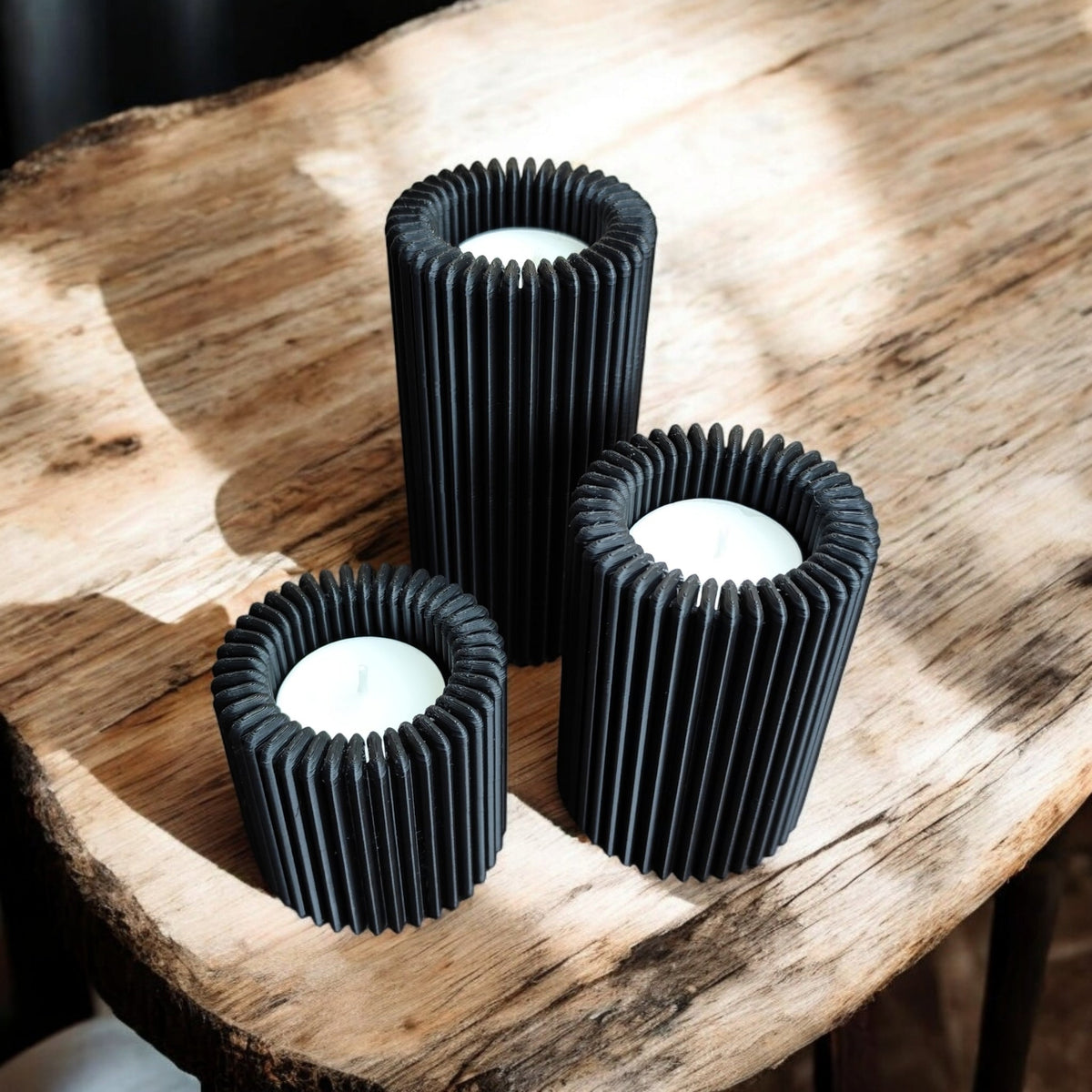 Ribbed Tealight Holder Set - 3D Printed | Eco
