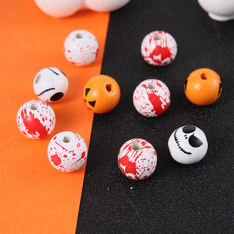 Halloween 16mm Straight Hole Pumpkin Ghost Bulk Wooden