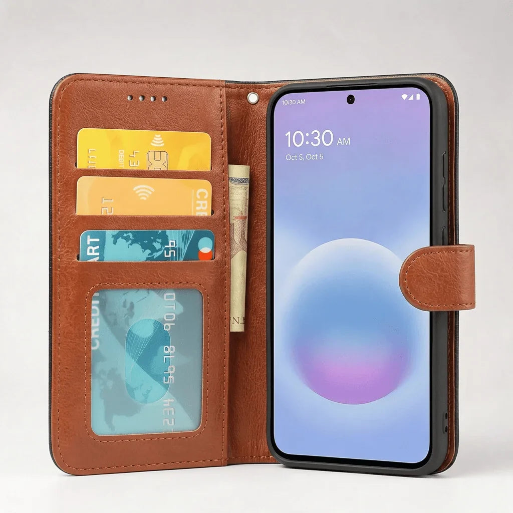 Google Pixel 10 Pro XL Book Flip Case Leather Wallet