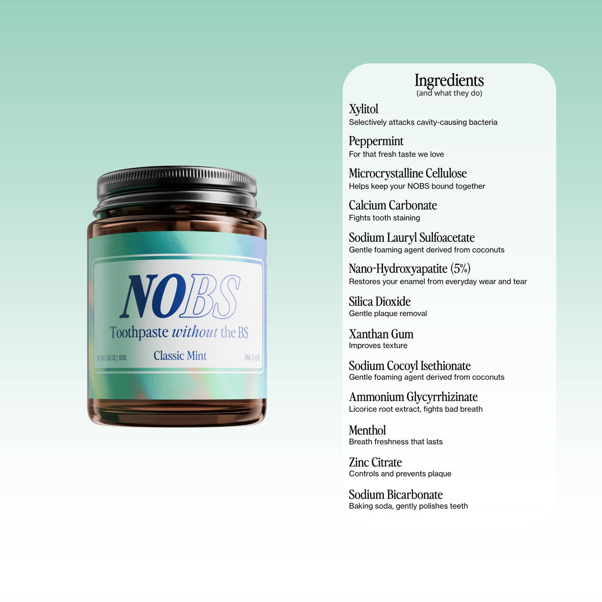 NOBS Toothpaste Tablets - Fluoride - Free
