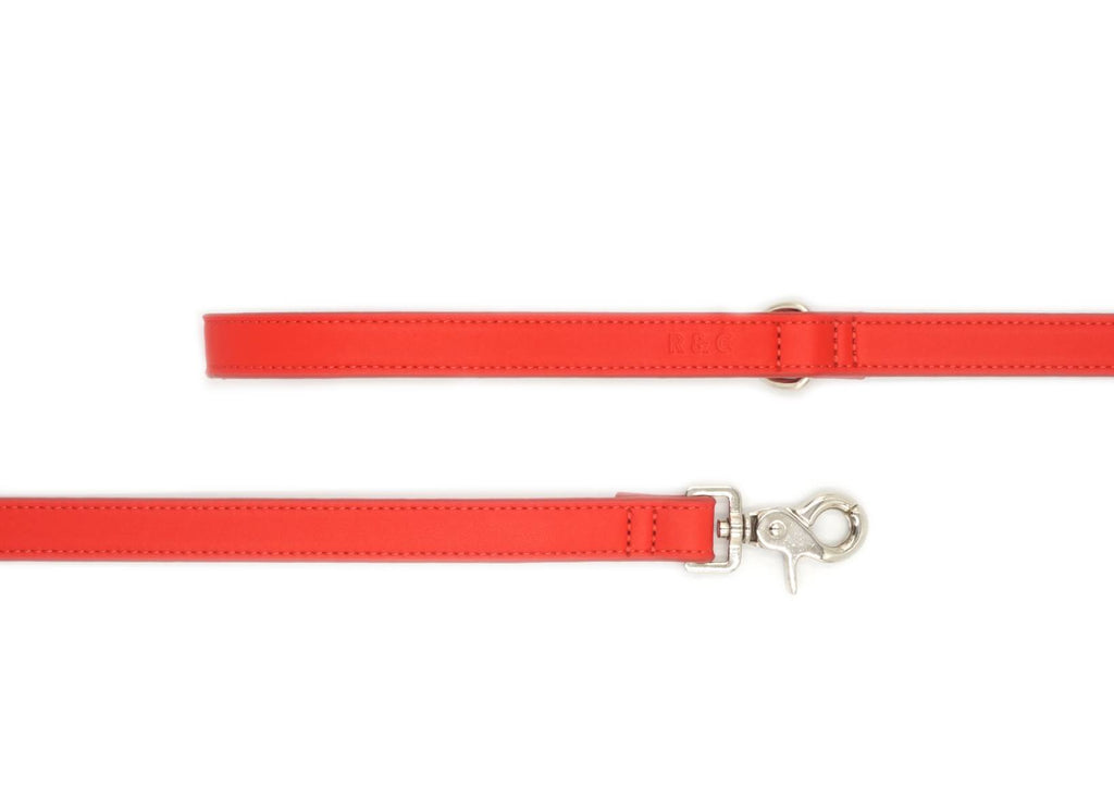 Laisse pour chien en cuir rouge