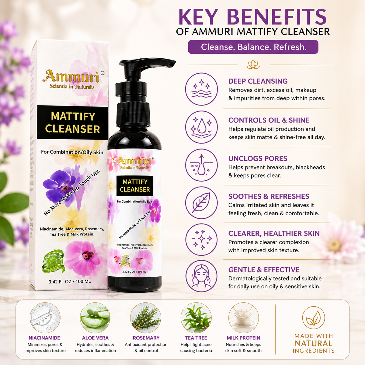 Mattifying Facial Cleanser for Oily Skin & Pore