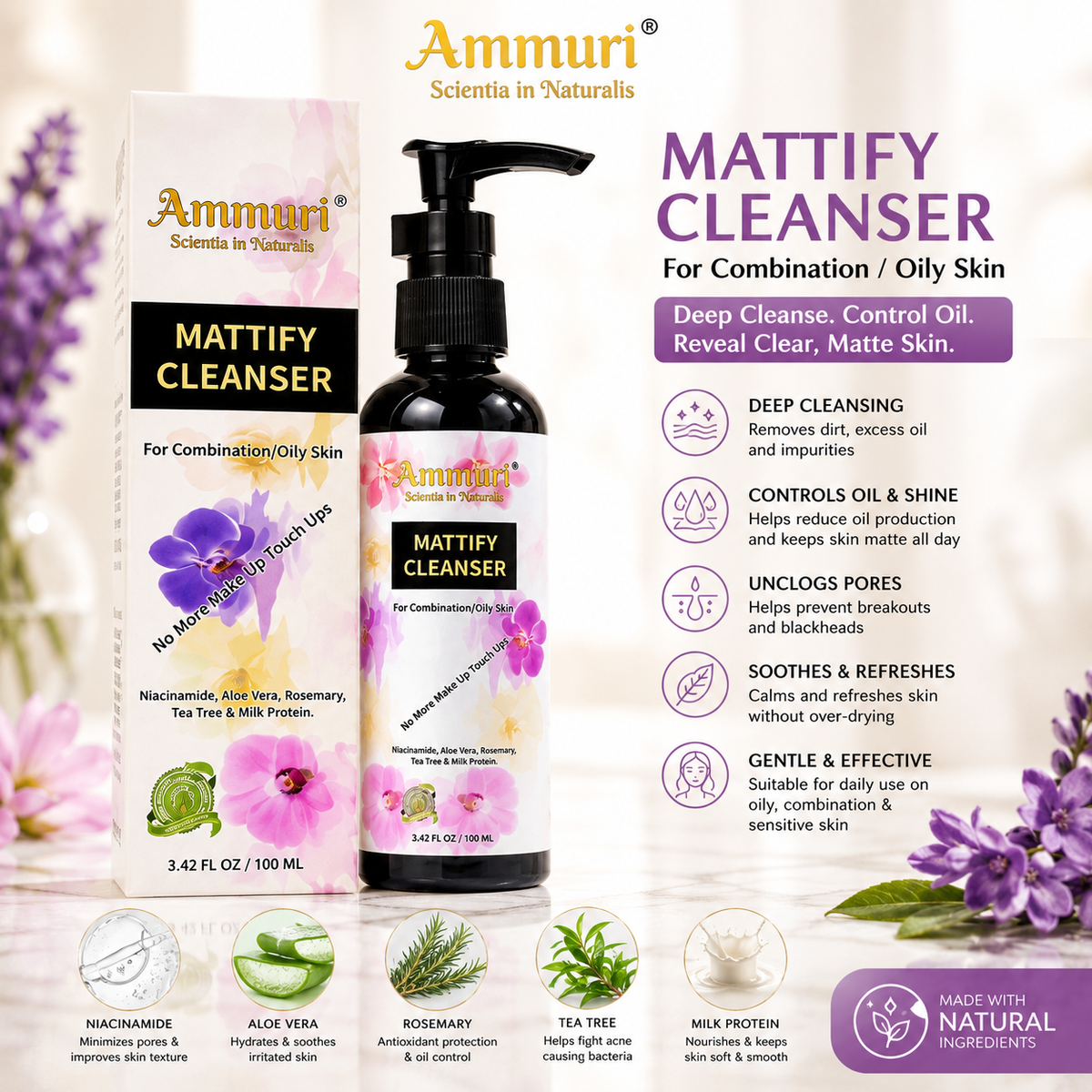 Mattifying Facial Cleanser for Oily Skin & Pore