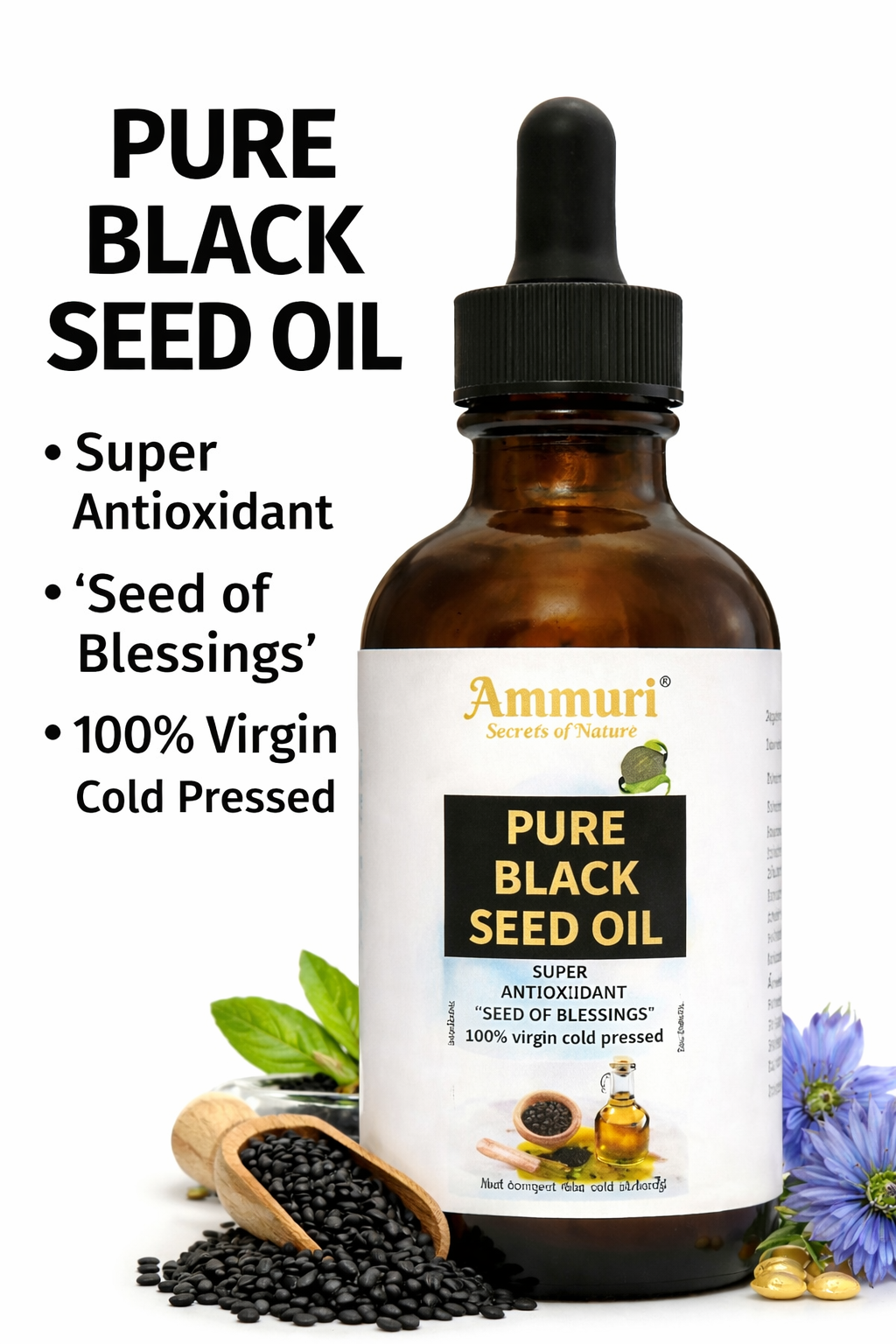 Pure Organic Black Seed Oil for Skin, Hair