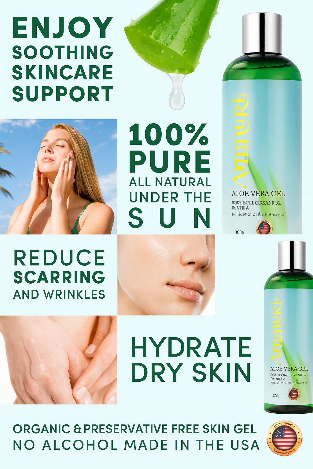 Organic Aloe Vera Gel 5 Pack for Hydration