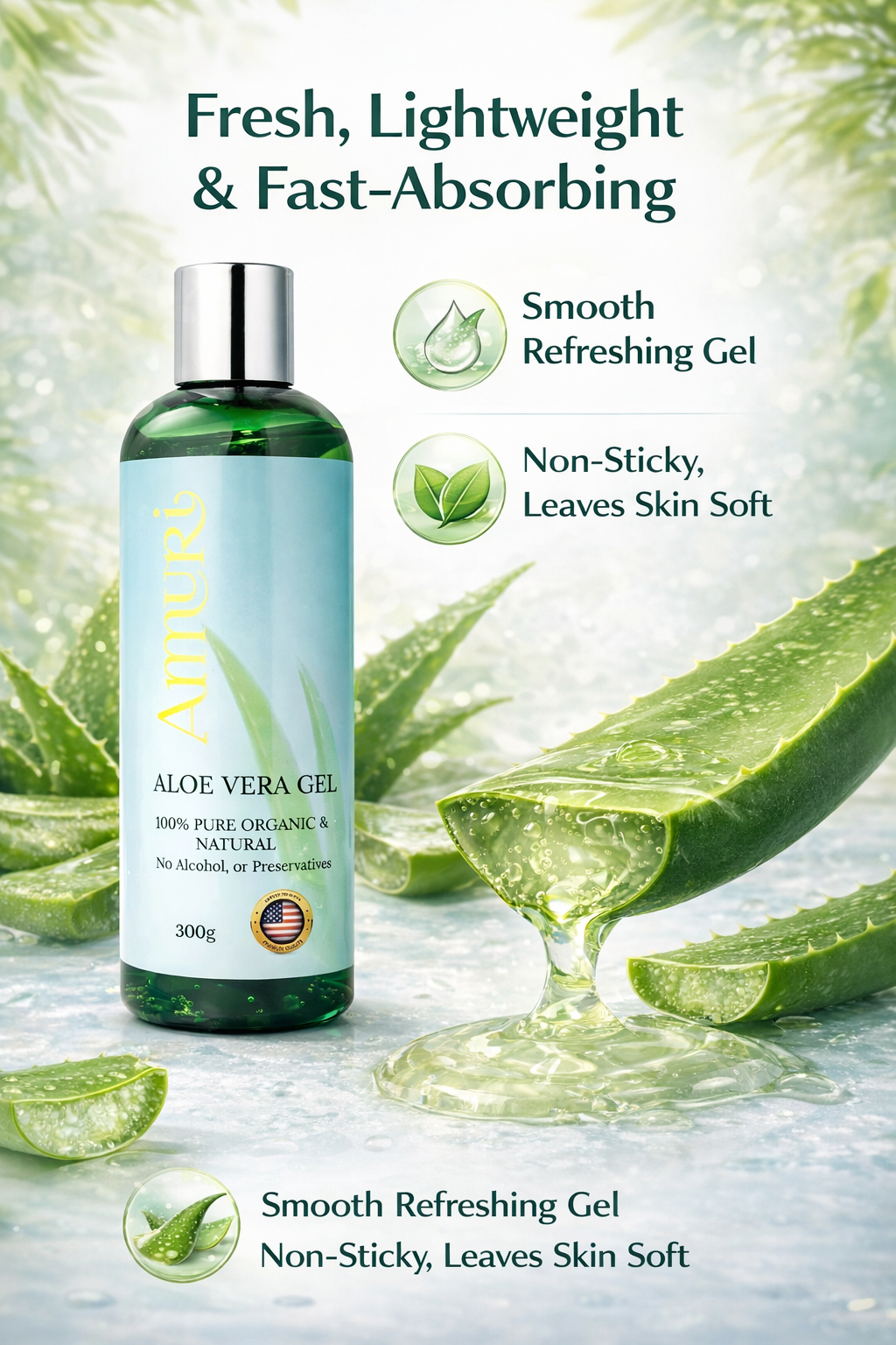 Organic Aloe Vera Gel 5 Pack for Hydration